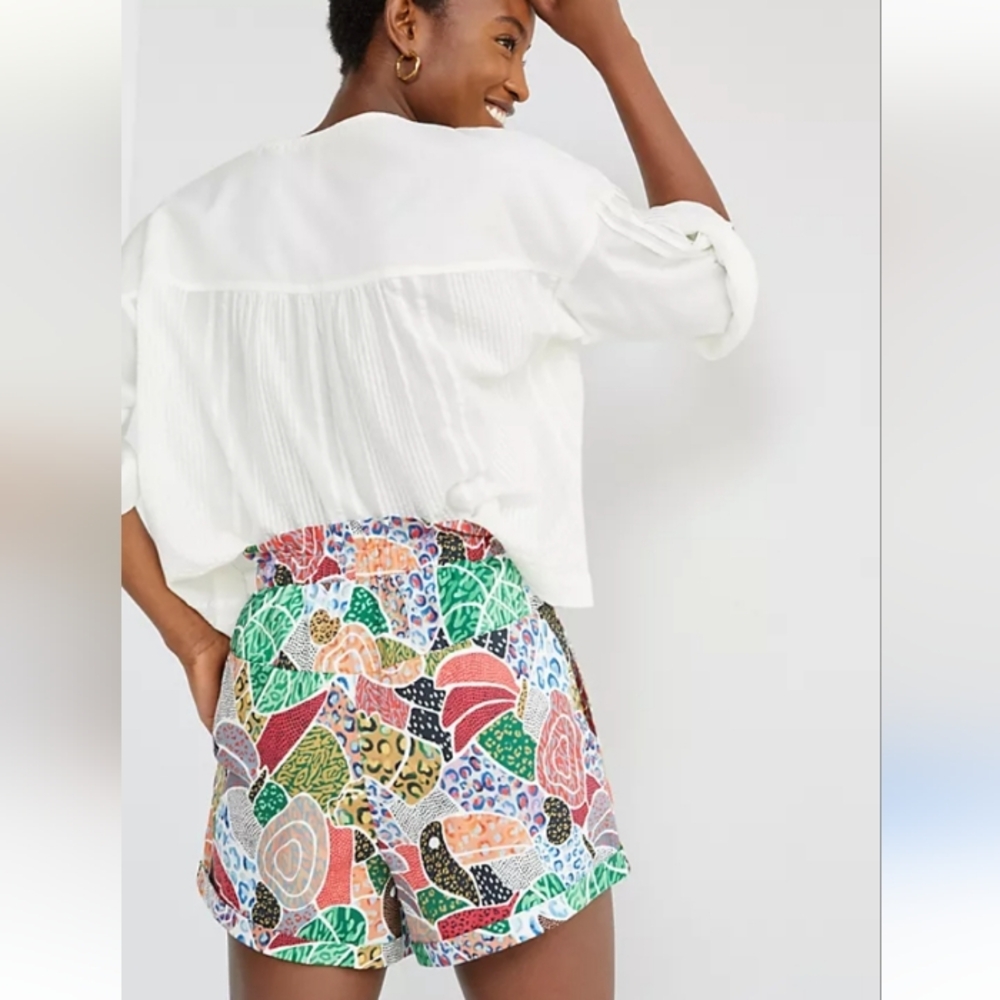 Farm Rio × Anthropologie Poplin Swing High Rise Pull On Shorts L - Picture 5 of 15